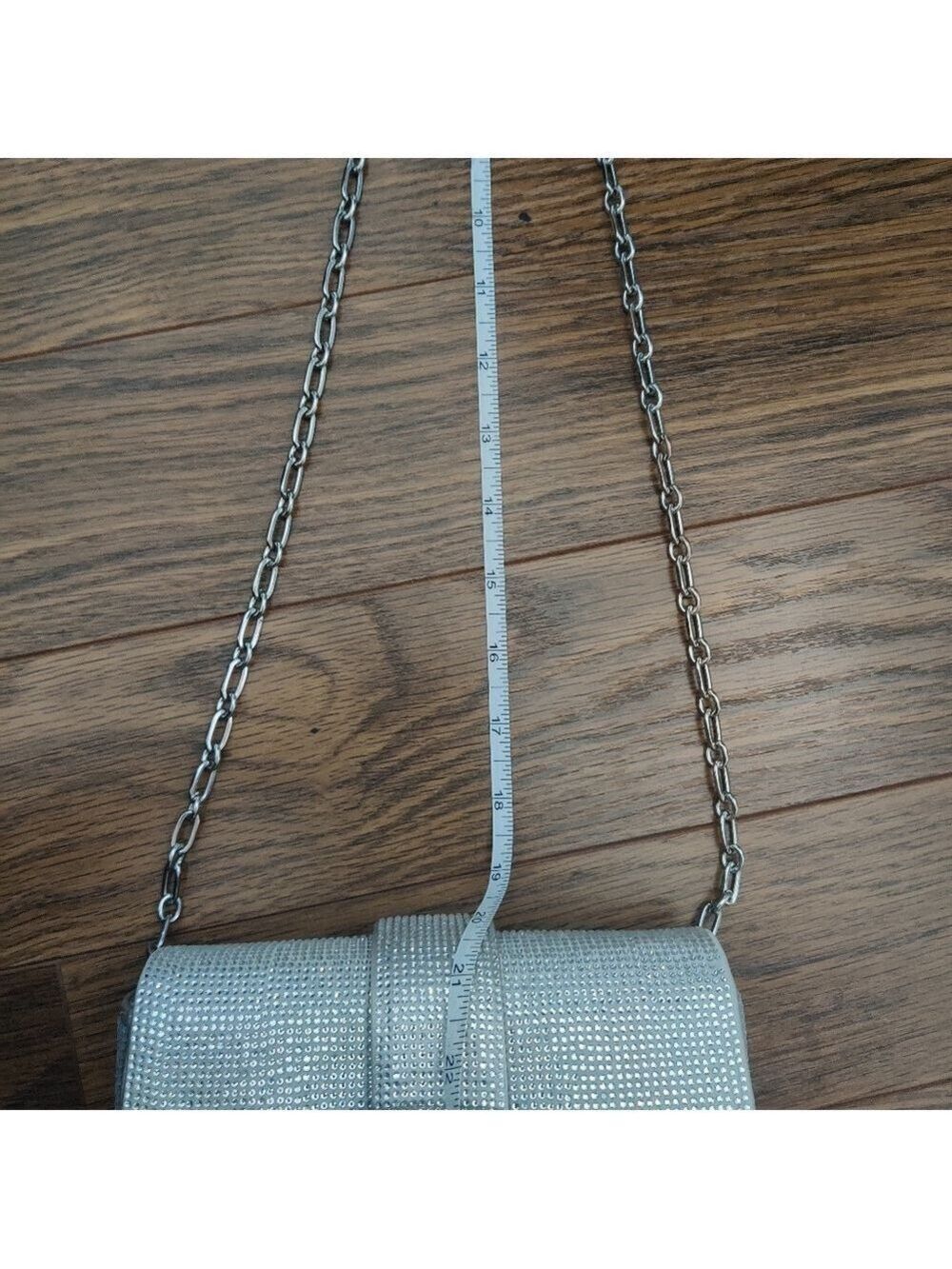 ZARA Silver Metallic Rhinestone Chain Crossbody Bag Y2K Party Glam 0443 - Picture 10 of 12